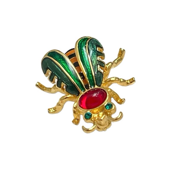 VINTAGE JOAN RIVERS ENAMEL & GOLD TONE HONEY BEE BROOCH - Picture 13 of 16